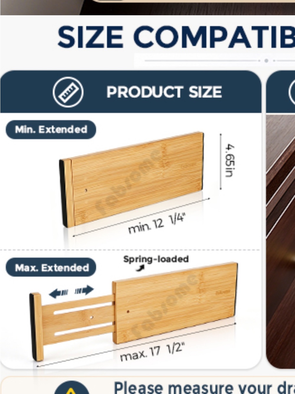 Bamboo Drawer Dividers - Natural Wood (6 Pack) - Picture 5 of 5